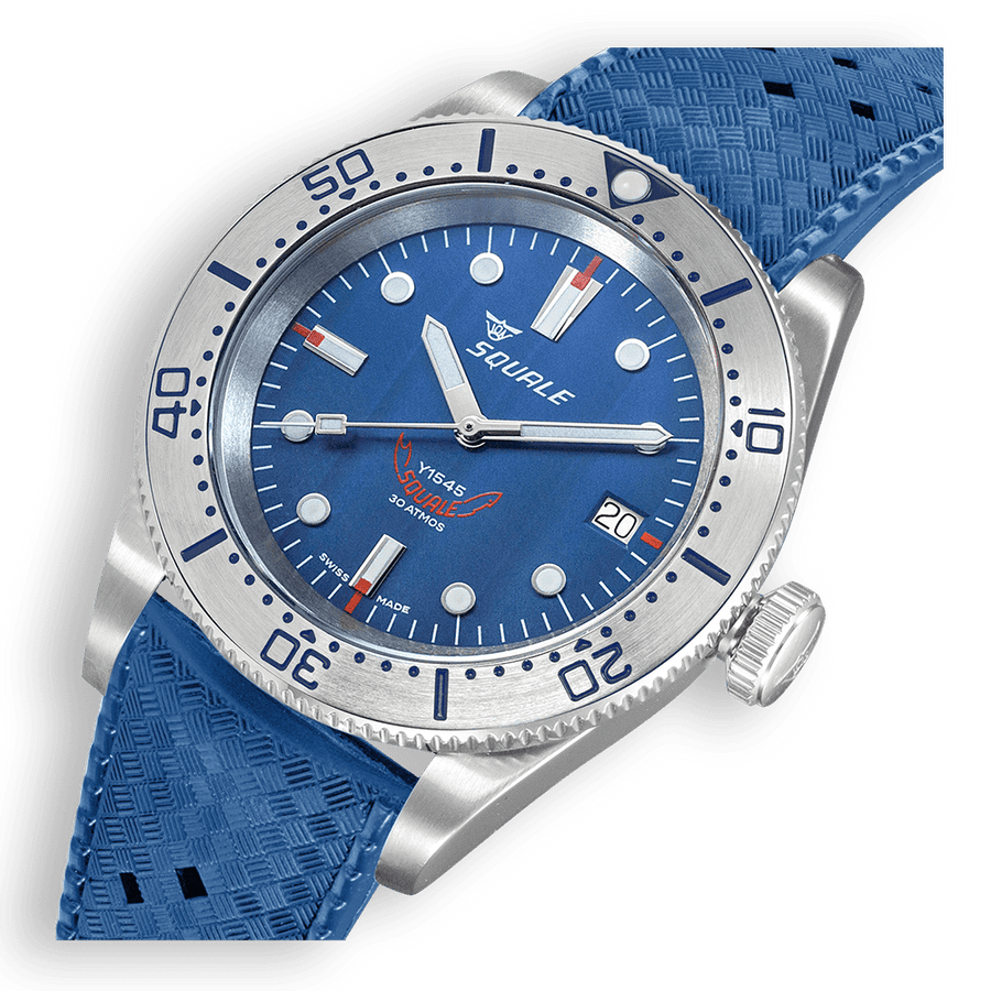 Montre Automatique Squale 1545 Bleu Bracelet Caoutchouc - Zoom