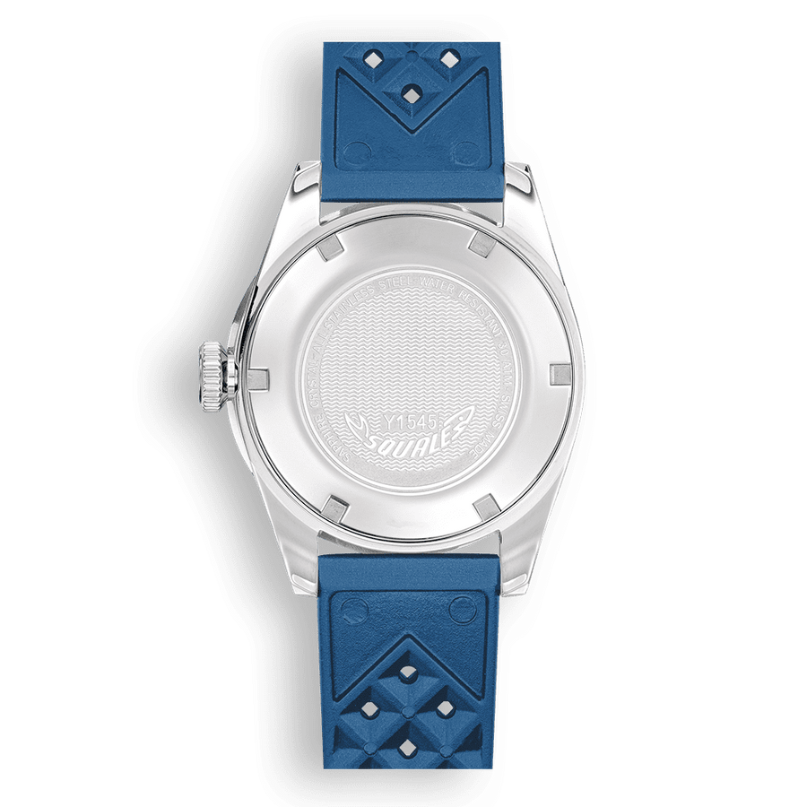 Montre Automatique Squale 1545 Bleu Bracelet Caoutchouc - Dos